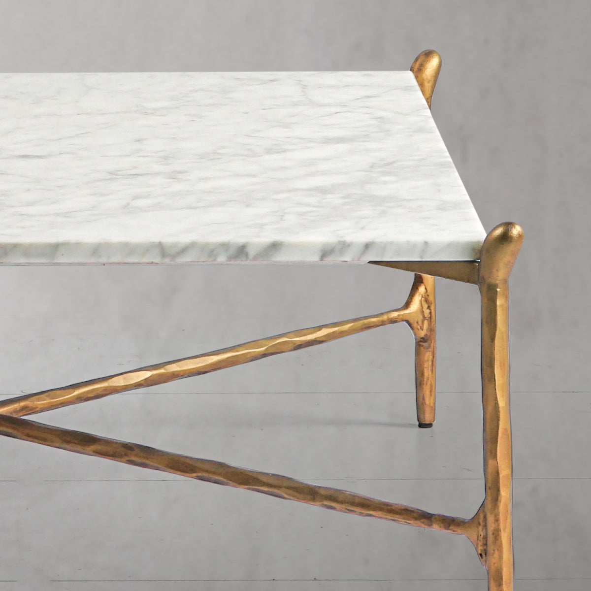 Thaddeus Metal Square Horn Marble Coffee Table Hand-Forged Living Sofa Center Tea Table