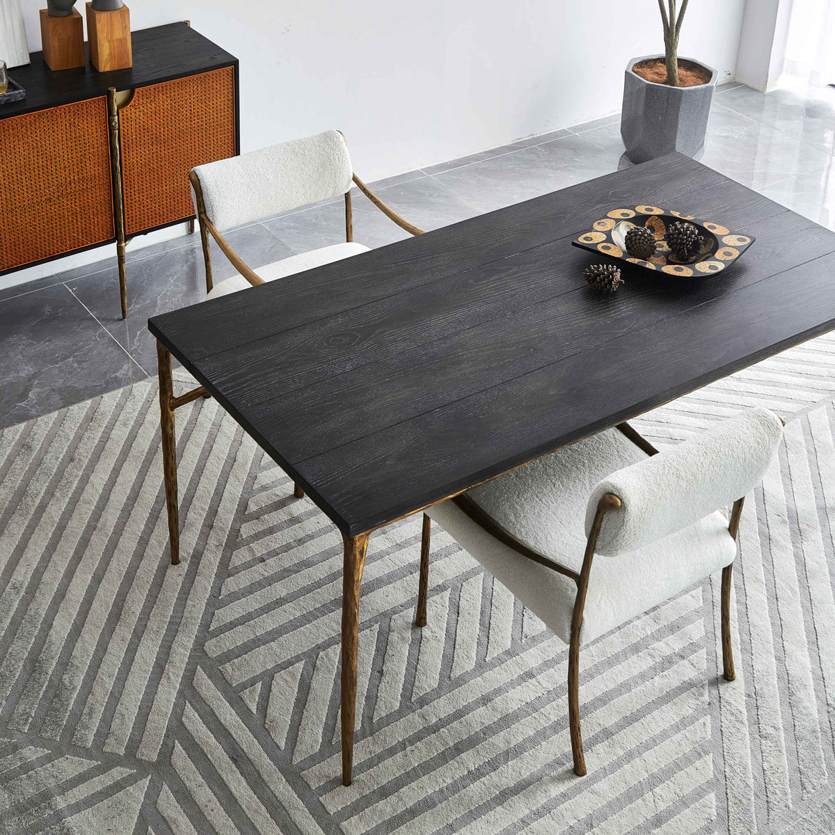 Thaddeus Metal Medieval Style Dining Table Hand-Forged Modern Kitchen Table