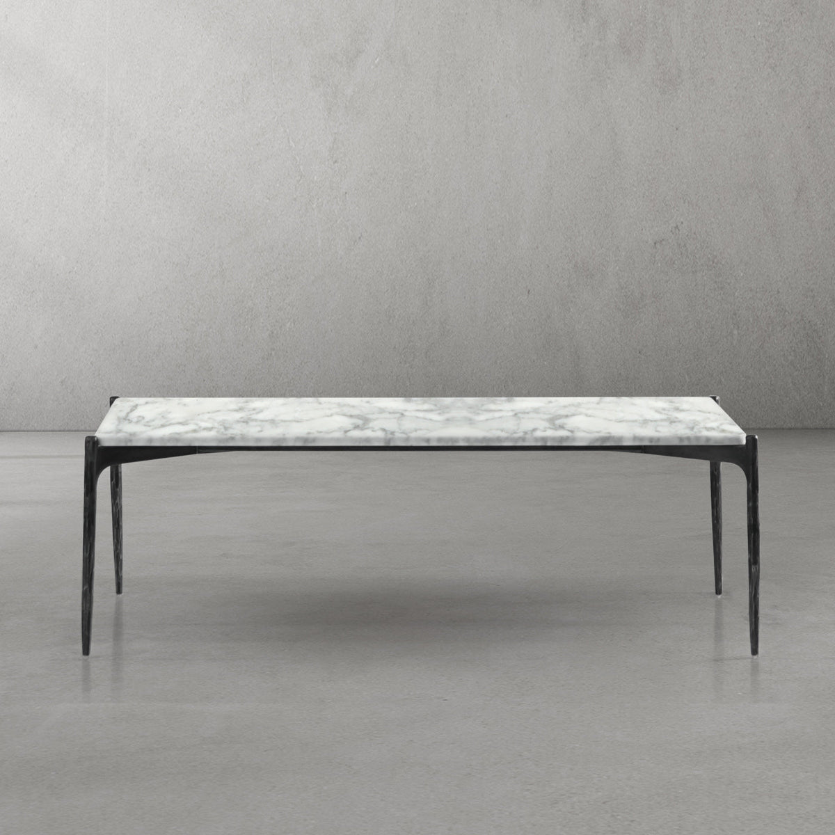 Thaddeus Metal Rectangle Horn Marble Coffee Table Hand-Forged Living Sofa Center Tea Tablefee Table
