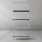 Thaddeus Hand-Forged White Marble Metal Shelving Unit for Living Room Display