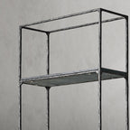 Thaddeus Hand-Forged White Marble Metal Shelving Unit for Living Room Display