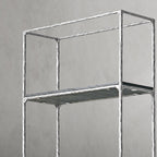 Thaddeus Hand-Forged White Marble Metal Shelving Unit for Living Room Display