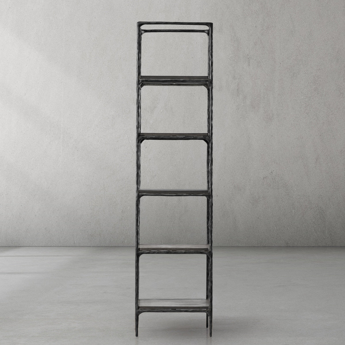 Thaddeus Metal Wooden Shelving Hand-Forged Shelving Units Storage Shelves