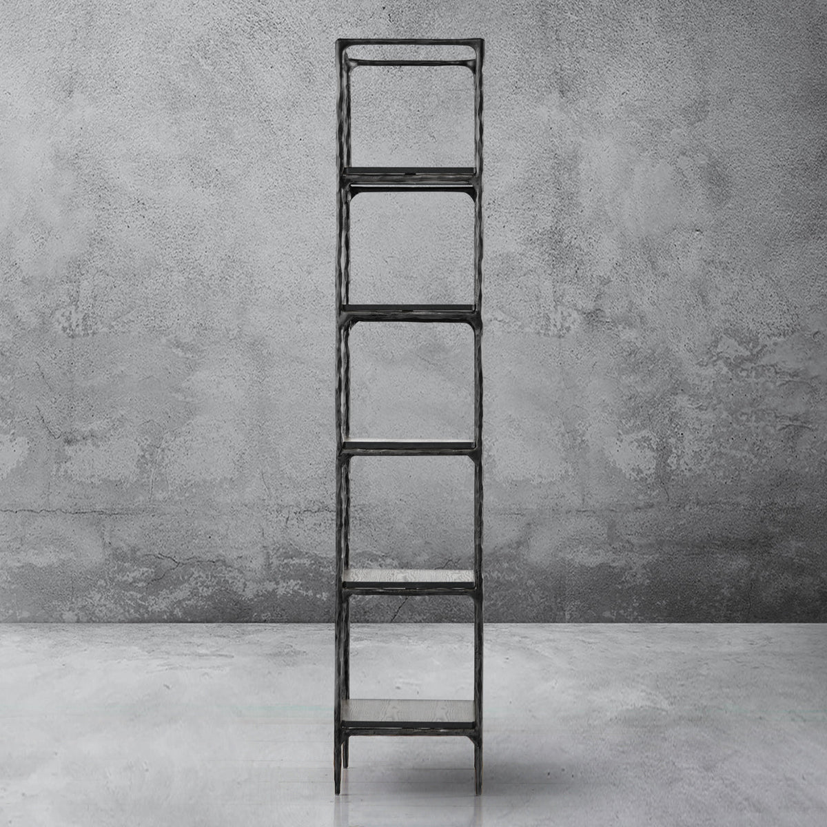 Thaddeus Metal Wooden Shelving Hand-Forged Shelving Units Storage Shelves
