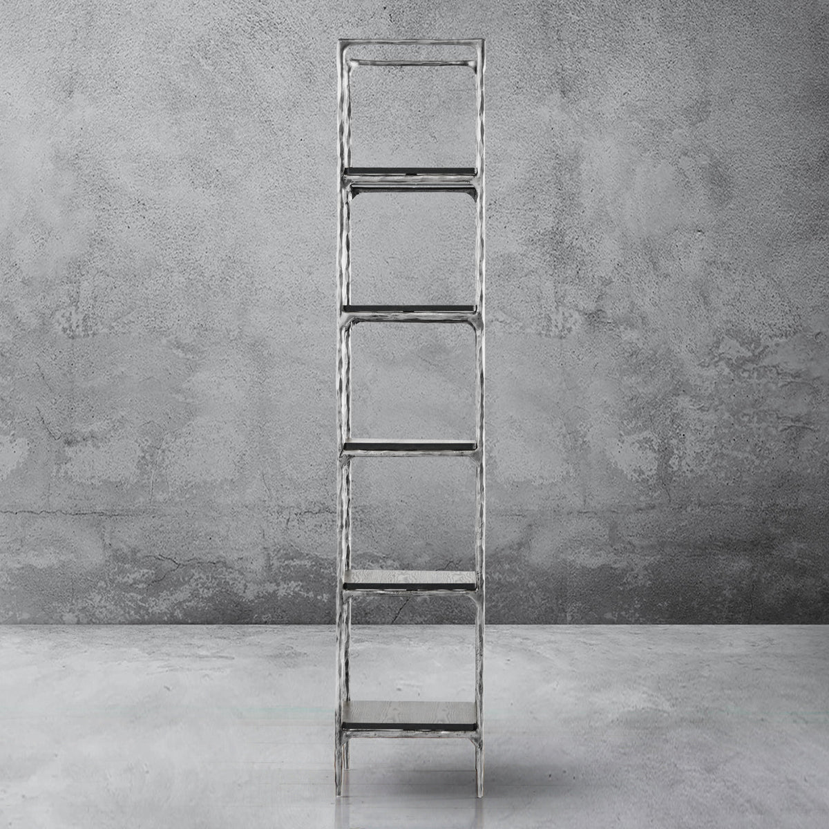 Thaddeus Metal Wooden Shelving Hand-Forged Shelving Units Storage Shelves