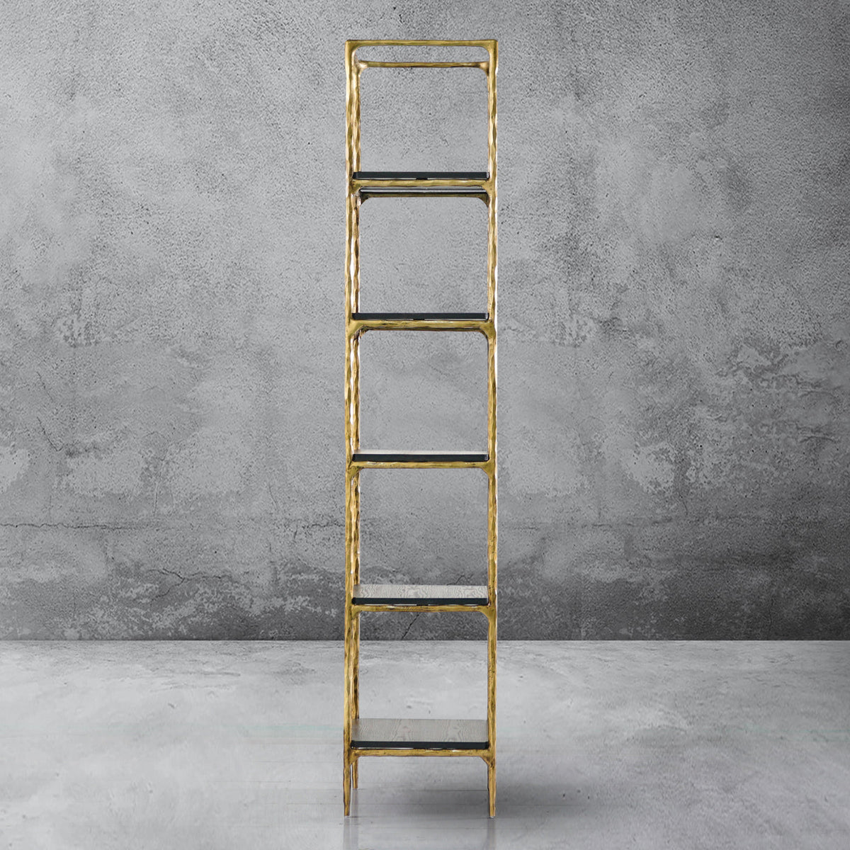 Thaddeus Metal Wooden Shelving Hand-Forged Shelving Units Storage Shelves