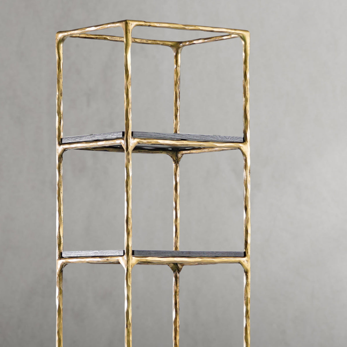 Thaddeus Metal Wooden Shelving Hand-Forged Shelving Units Storage Shelves