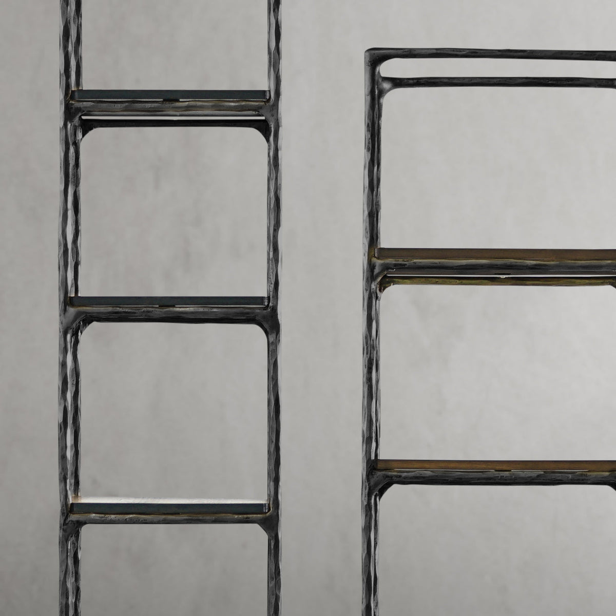 Thaddeus Metal Wooden Shelving Hand-Forged Shelving Units Storage Shelves