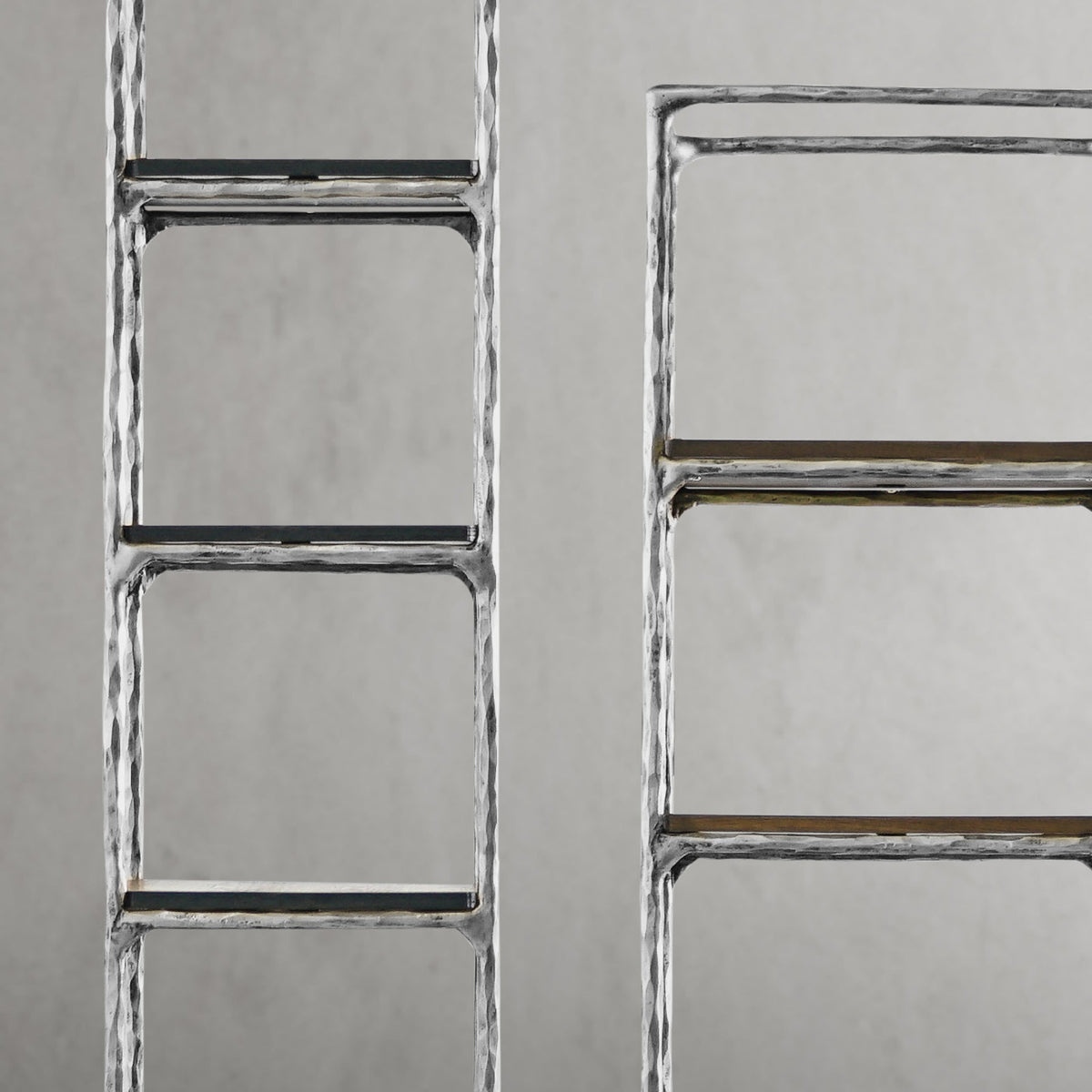 Thaddeus Metal Wooden Shelving Hand-Forged Shelving Units Storage Shelves