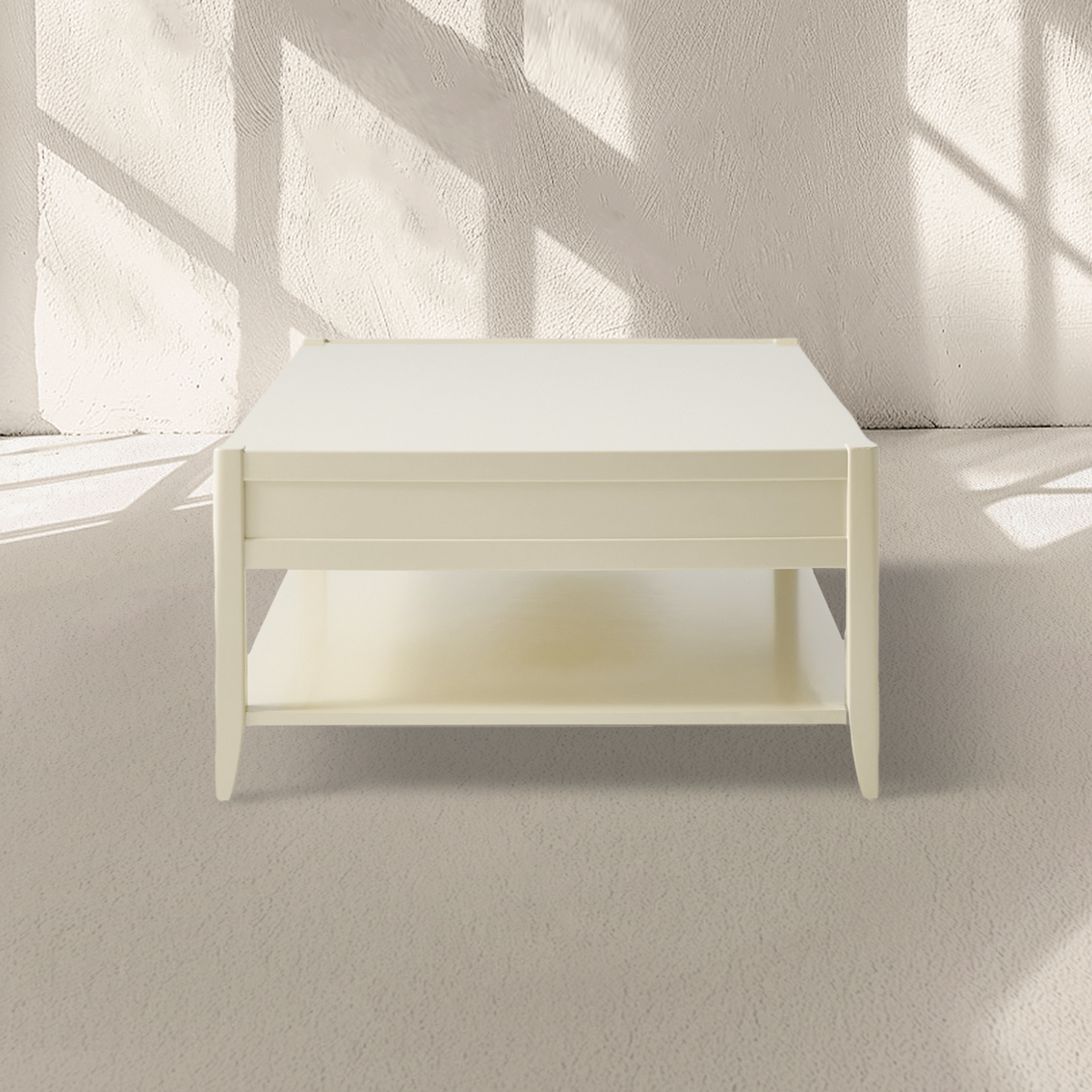 Lewis Couchtisch aus Massivholz, Sofa-Beistelltisch mit geriffelten Schubladen