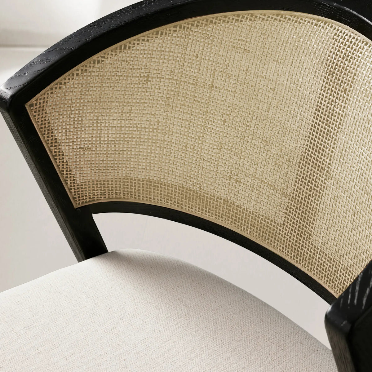 Aimee Wooden Dining Chair with Rattan Cane Back Upholstered Midcentury Living Room Chairs