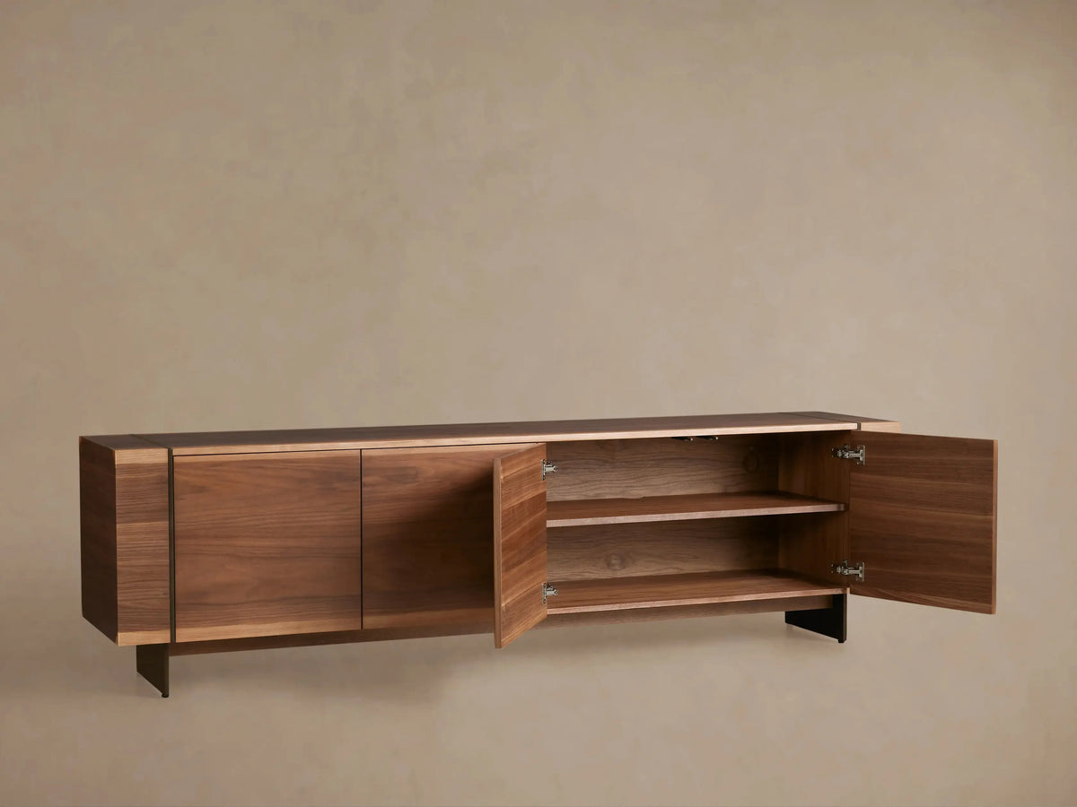 Mihaela Oak Mediakonsole, Unterhaltungsmöbel aus Holz, Schrank, Retro-TV-Ständer