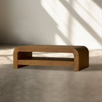 Pierre Wood Coffee Table Sofa Center Tea Table in Oak Veneer with Mid-Century Modern Style