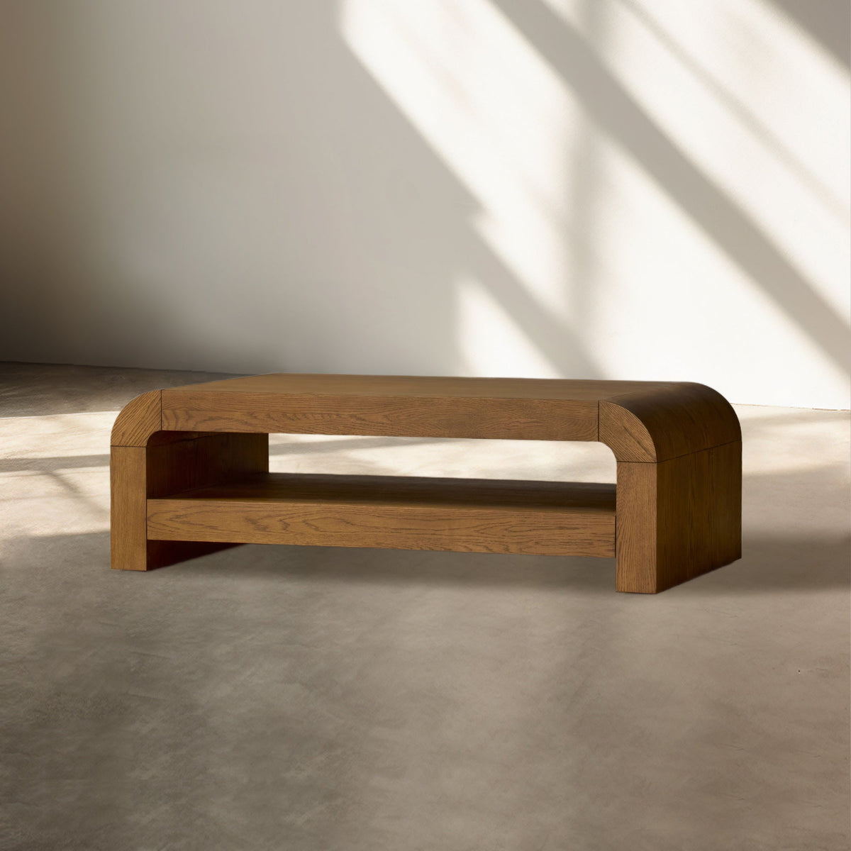 Pierre Wood Coffee Table Sofa Center Tea Table in Oak Veneer with Mid-Century Modern Style