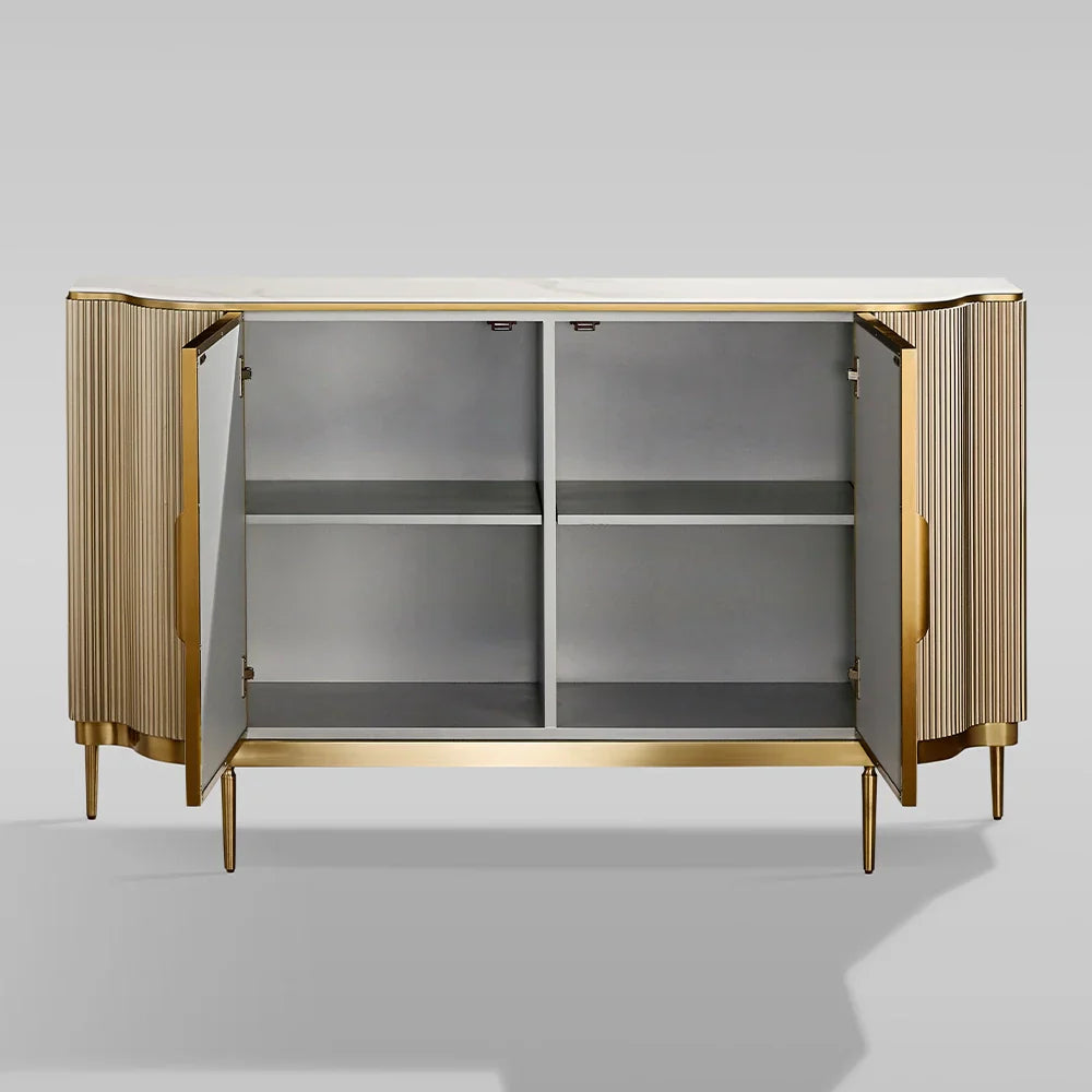 Perla Luxus-Buffetschrank mit zwei Türen, Tischplatte aus Schieferstein und Türfront aus Perlmutt