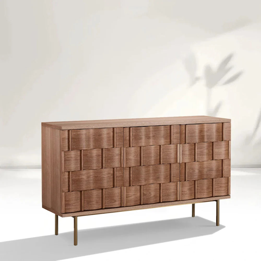 Ariel Sideboard mit gewebter Textur, Holz, 3 Türen, Aufbewahrung, Anrichte, Eingangsschrank
