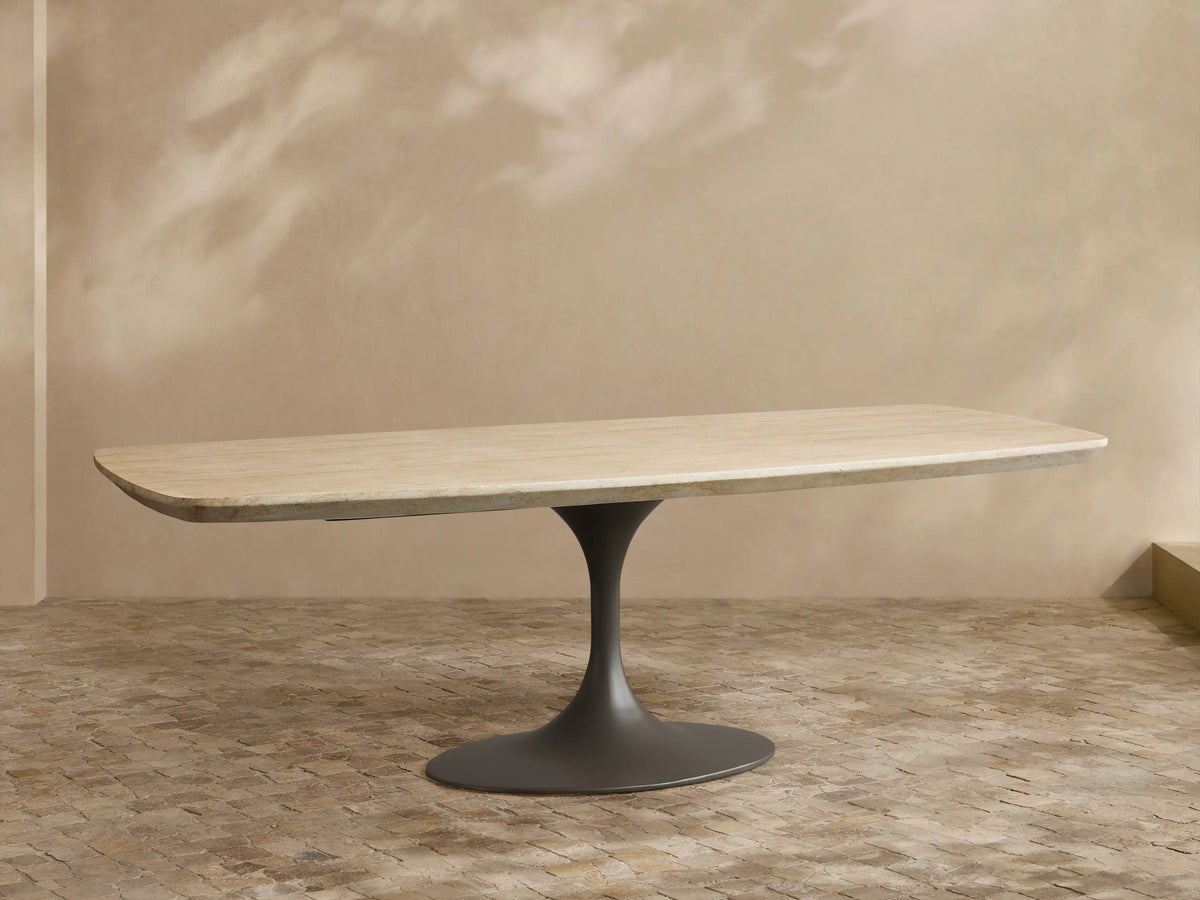 Outdoor Dining Table with Stone Top Launette Base