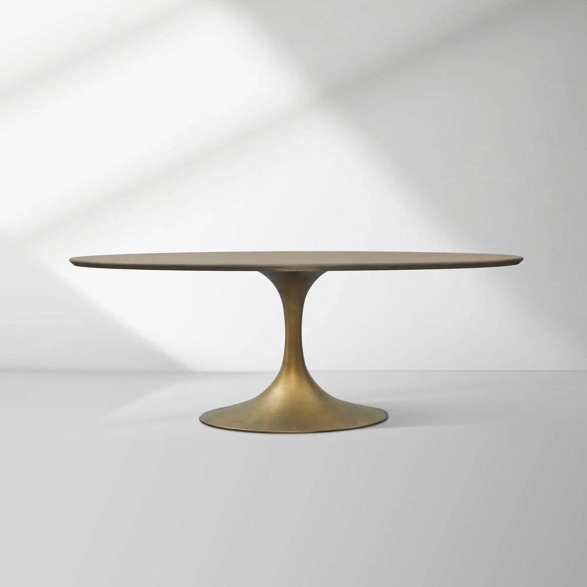 Aero Oval Solid Wood Dining Table Tulip Dining Table with Cast Steel Base