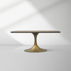 Aero Saint Germain Solid Oak Top Dining Table Tulip Rectangular Dining Table with Launette Base