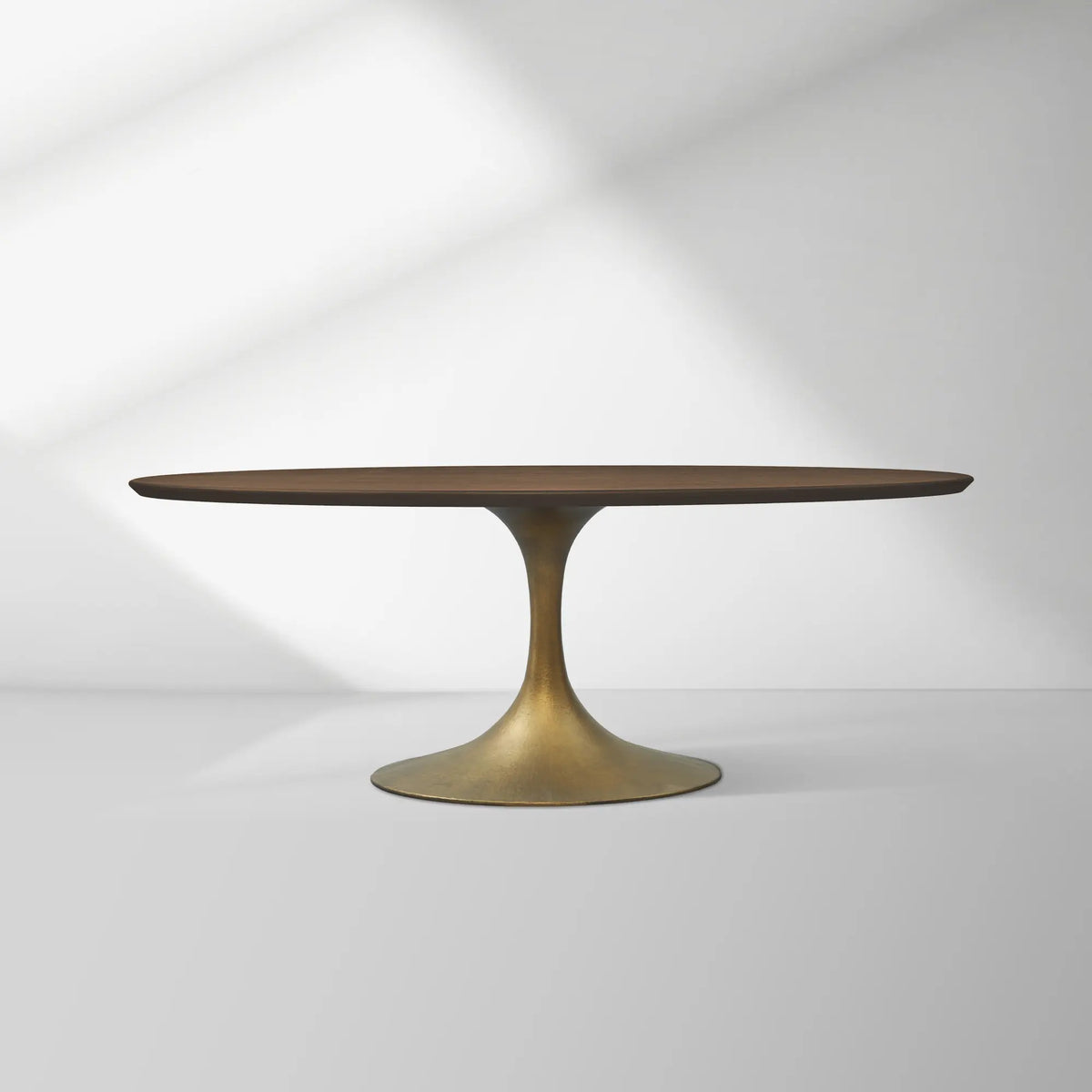 Aero Oval Solid Wood Dining Table Tulip Dining Table with Cast Steel Base