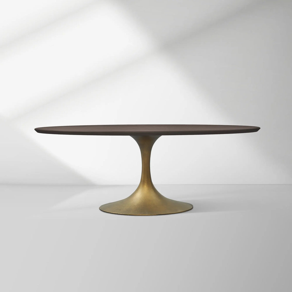 Aero Oval Solid Wood Dining Table Tulip Dining Table with Cast Steel Base