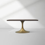 Aero Saint Germain Solid Oak Top Dining Table Tulip Rectangular Dining Table with Launette Base