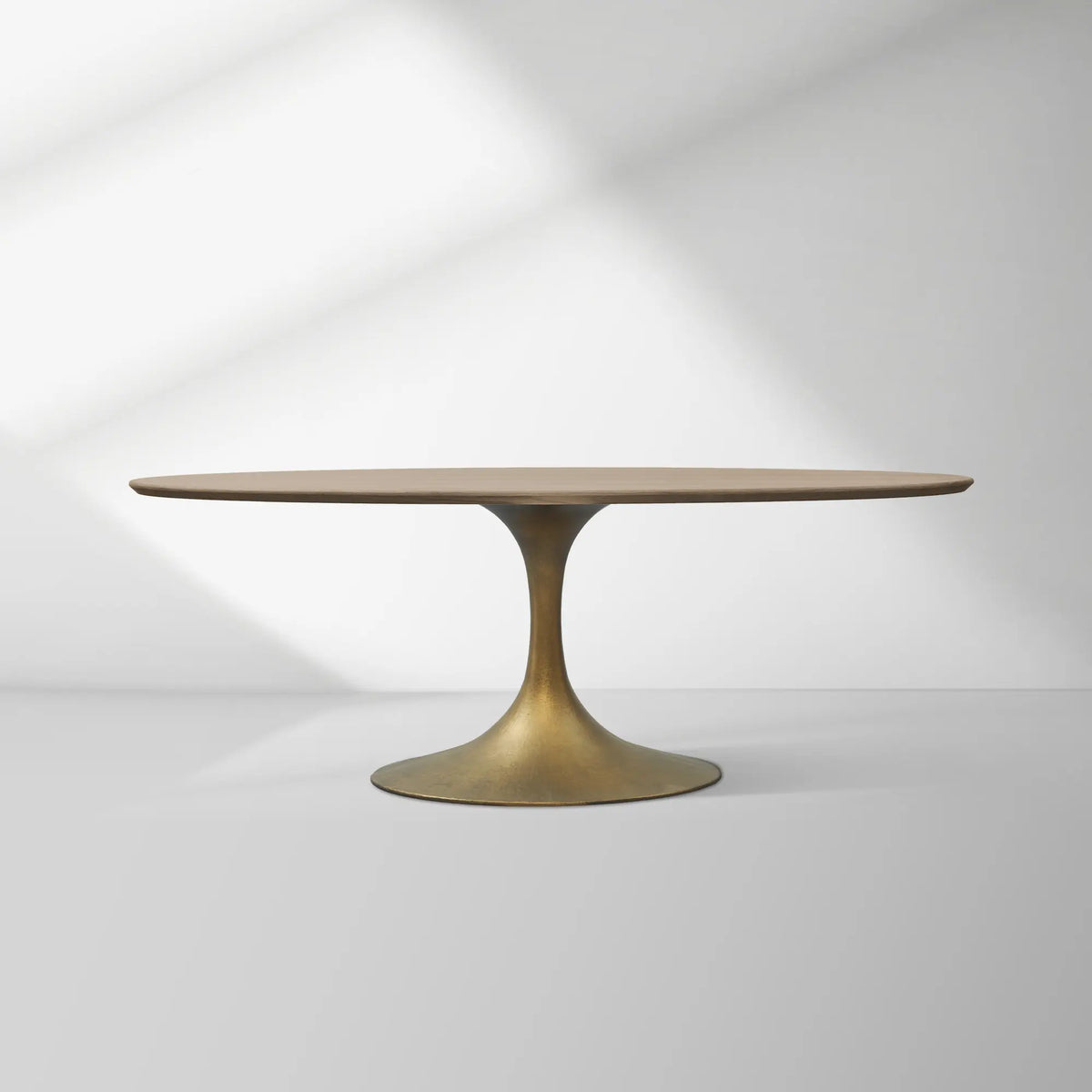 Aero Oval Solid Wood Dining Table Tulip Dining Table with Cast Steel Base
