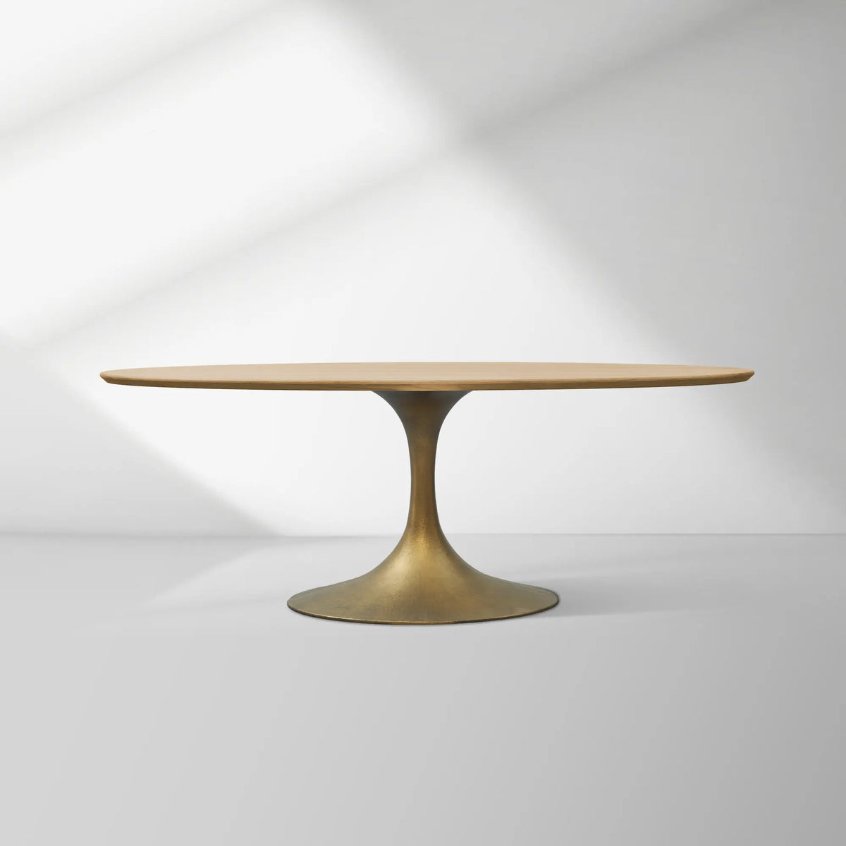 Aero Oval Solid Wood Dining Table Tulip Dining Table with Cast Steel Base