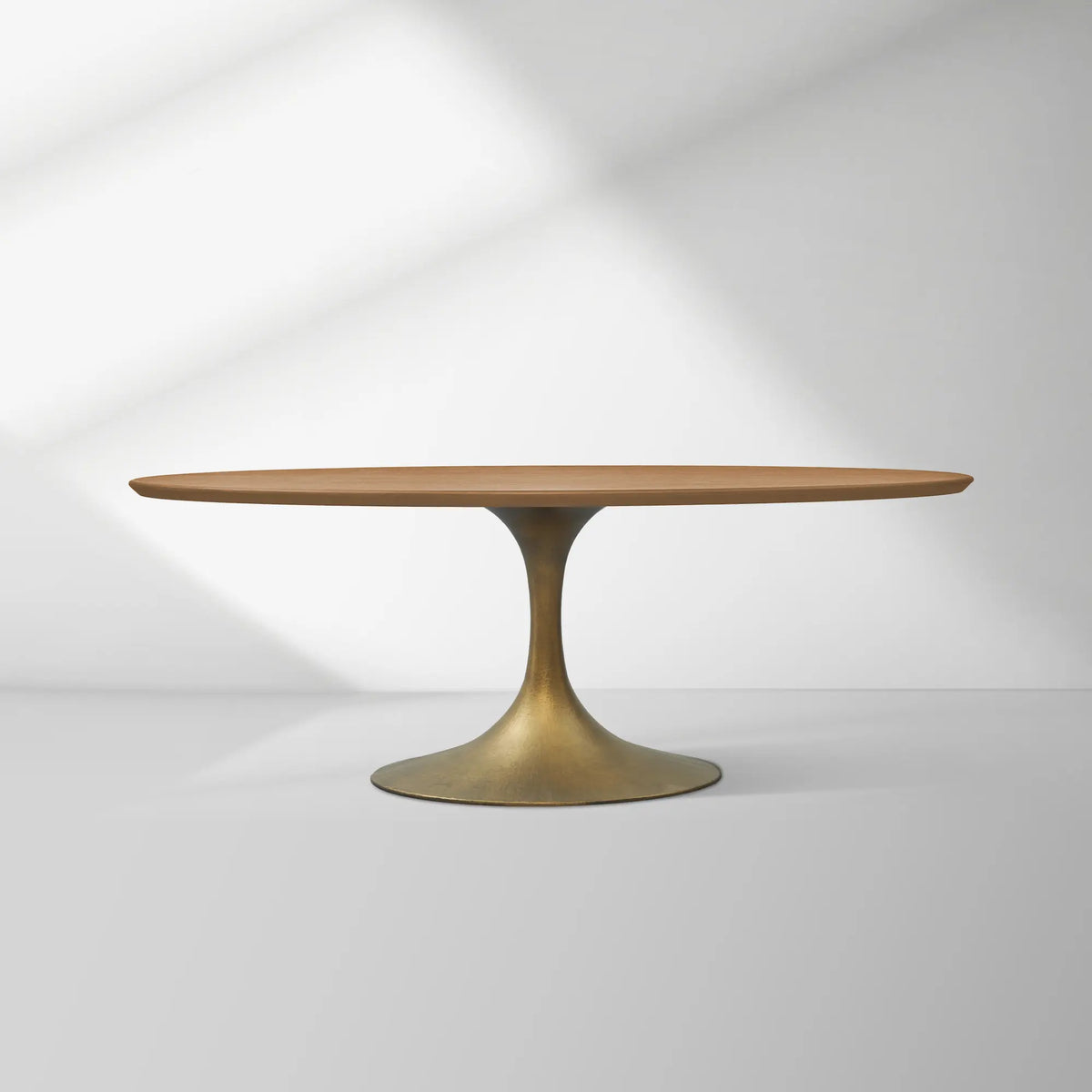Aero Oval Solid Wood Dining Table Tulip Dining Table with Cast Steel Base