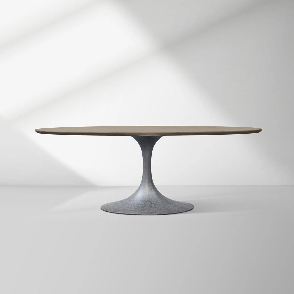 Aero Oval Solid Wood Dining Table Tulip Dining Table with Cast Steel Base