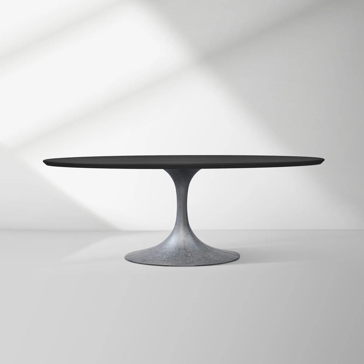 Aero Oval Solid Wood Dining Table Tulip Dining Table with Cast Steel Base