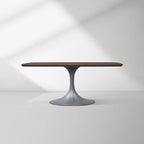 Aero Saint Germain Solid Oak Top Dining Table Tulip Rectangular Dining Table with Launette Base