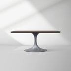 Aero Saint Germain Solid Oak Top Dining Table Tulip Rectangular Dining Table with Launette Base
