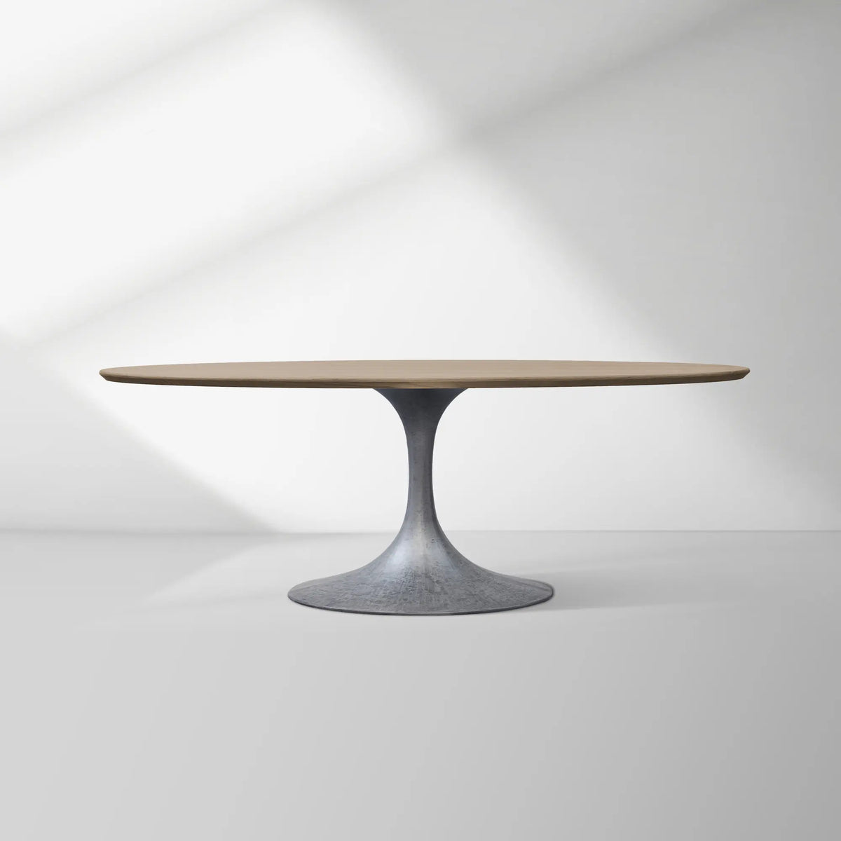 Aero Oval Solid Wood Dining Table Tulip Dining Table with Cast Steel Base
