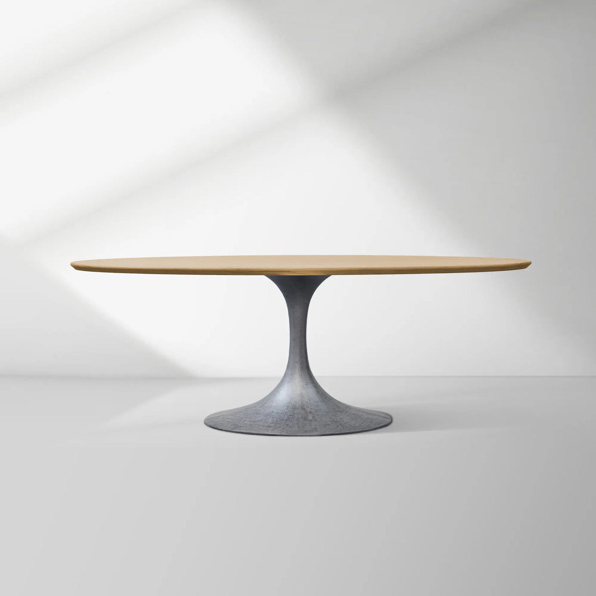 Aero Oval Solid Wood Dining Table Tulip Dining Table with Cast Steel Base