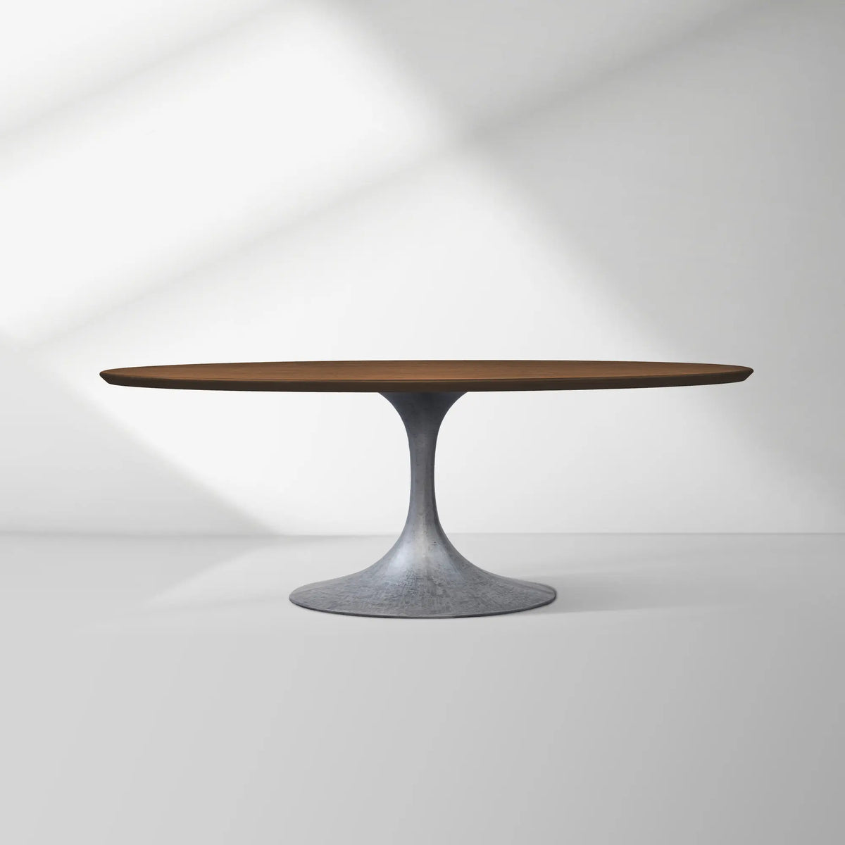Aero Oval Solid Wood Dining Table Tulip Dining Table with Cast Steel Base