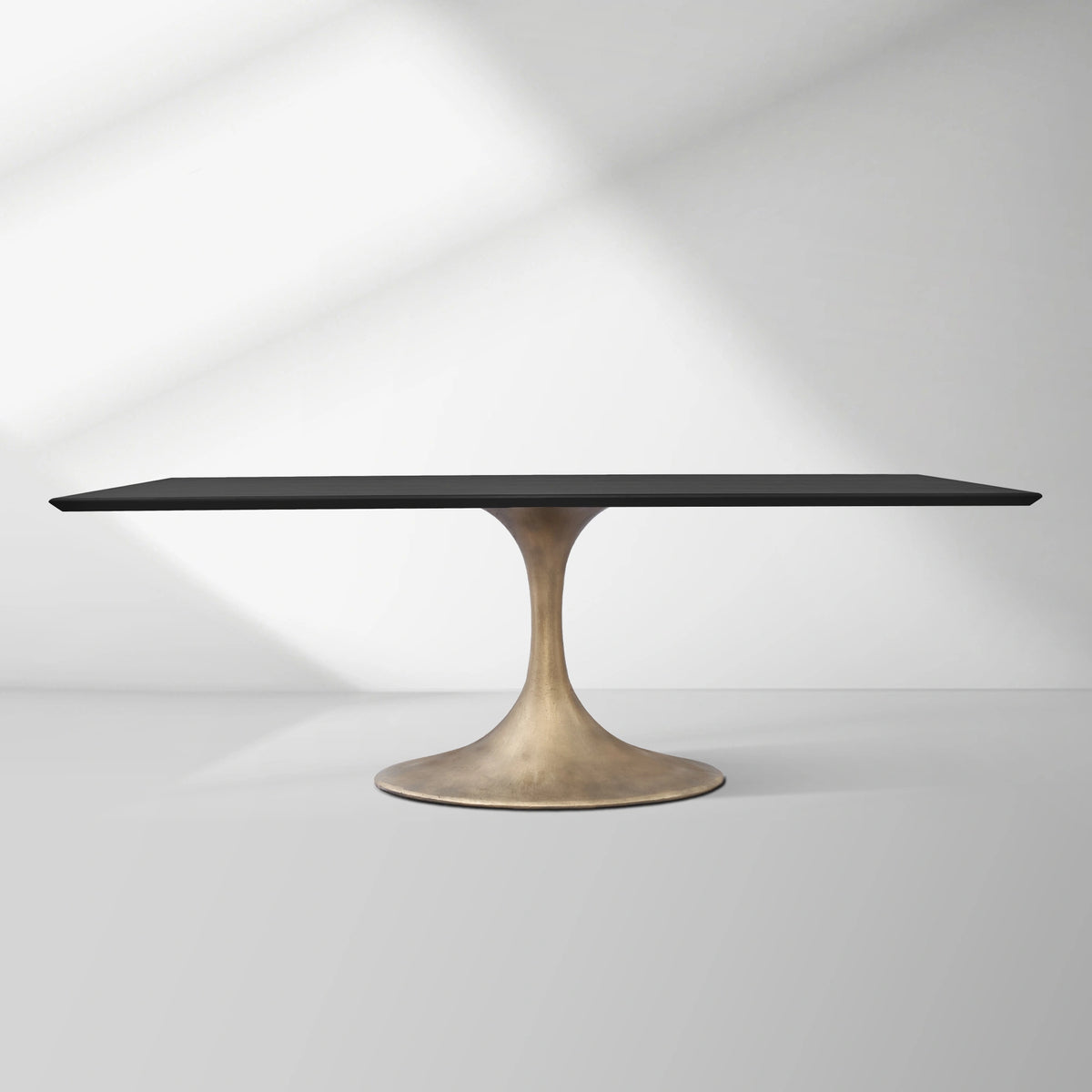 Aero Solid Wood Top Dining Table Tulip Rectangular Dining Table with Cast Steel Pedestal Base
