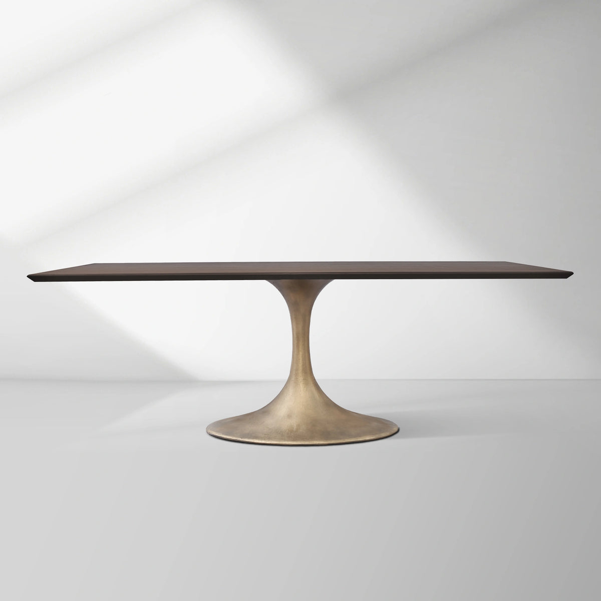 Aero Solid Wood Top Dining Table Tulip Rectangular Dining Table with Cast Steel Pedestal Base