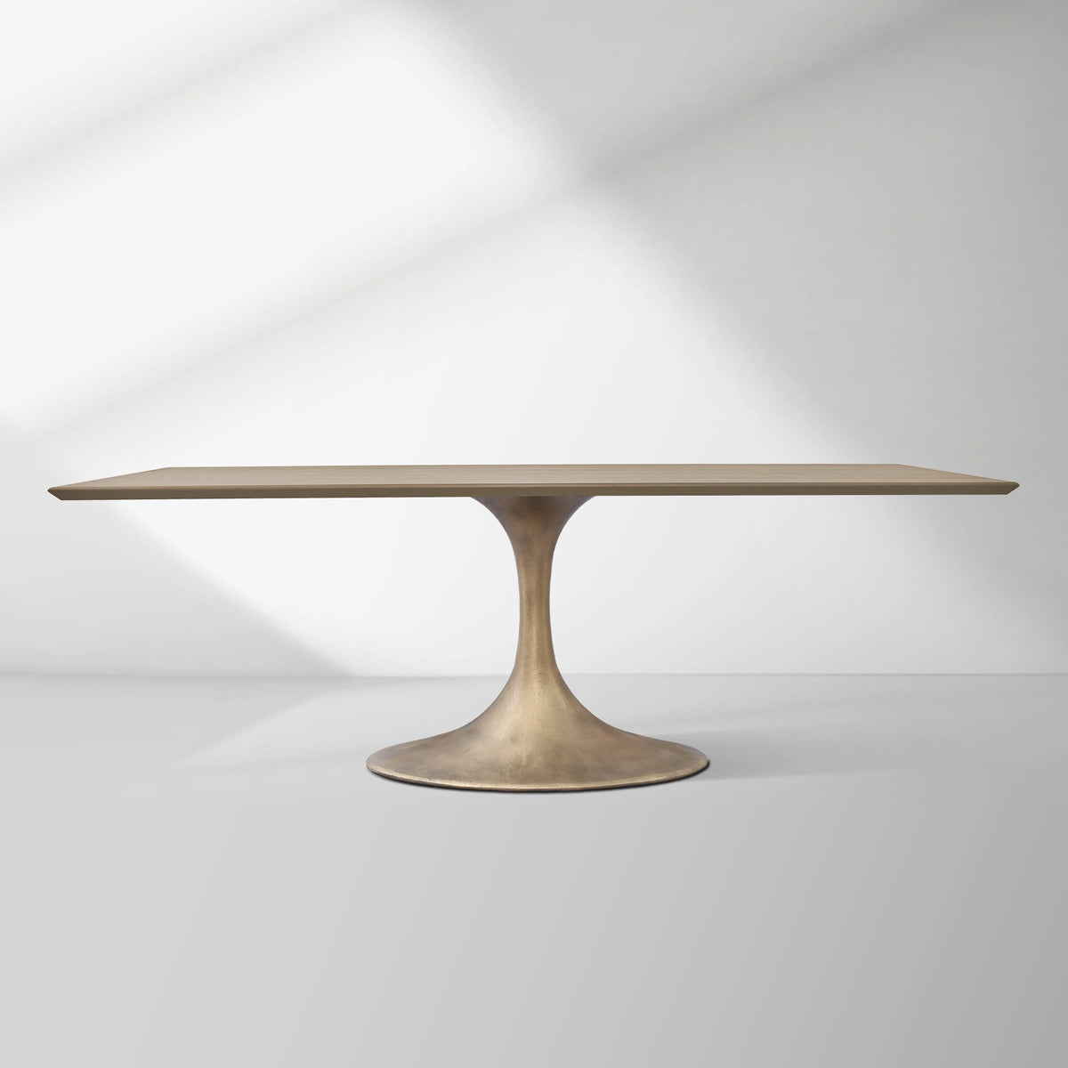 Aero Solid Wood Top Dining Table Tulip Rectangular Dining Table with Cast Steel Pedestal Base