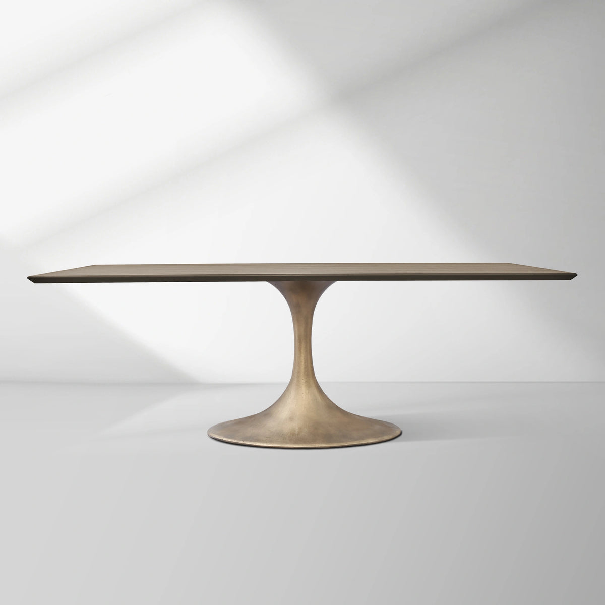 Aero Solid Wood Top Dining Table Tulip Rectangular Dining Table with Cast Steel Pedestal Base
