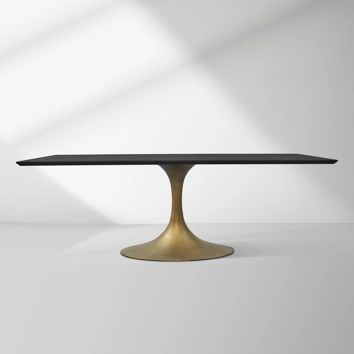 Aero Solid Wood Top Dining Table Tulip Rectangular Dining Table with Cast Steel Pedestal Base