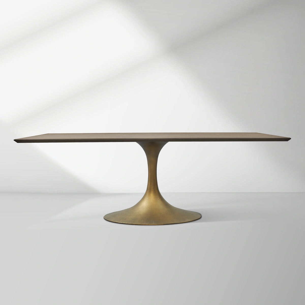 Aero Solid Wood Top Dining Table Tulip Rectangular Dining Table with Cast Steel Pedestal Base