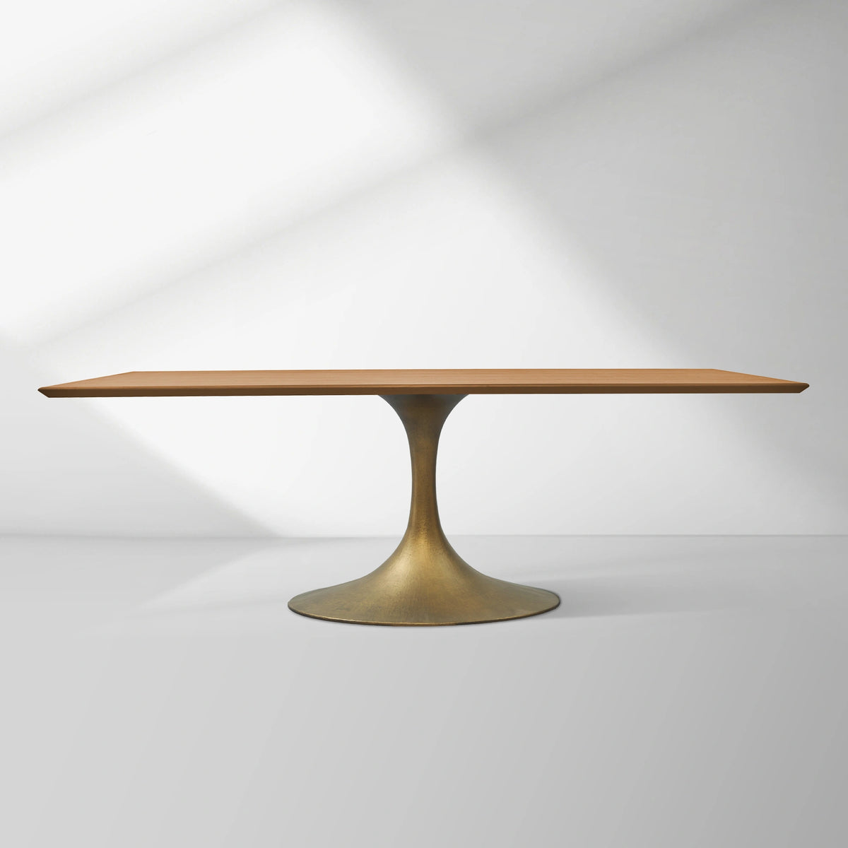 Aero Solid Wood Top Dining Table Tulip Rectangular Dining Table with Cast Steel Pedestal Base
