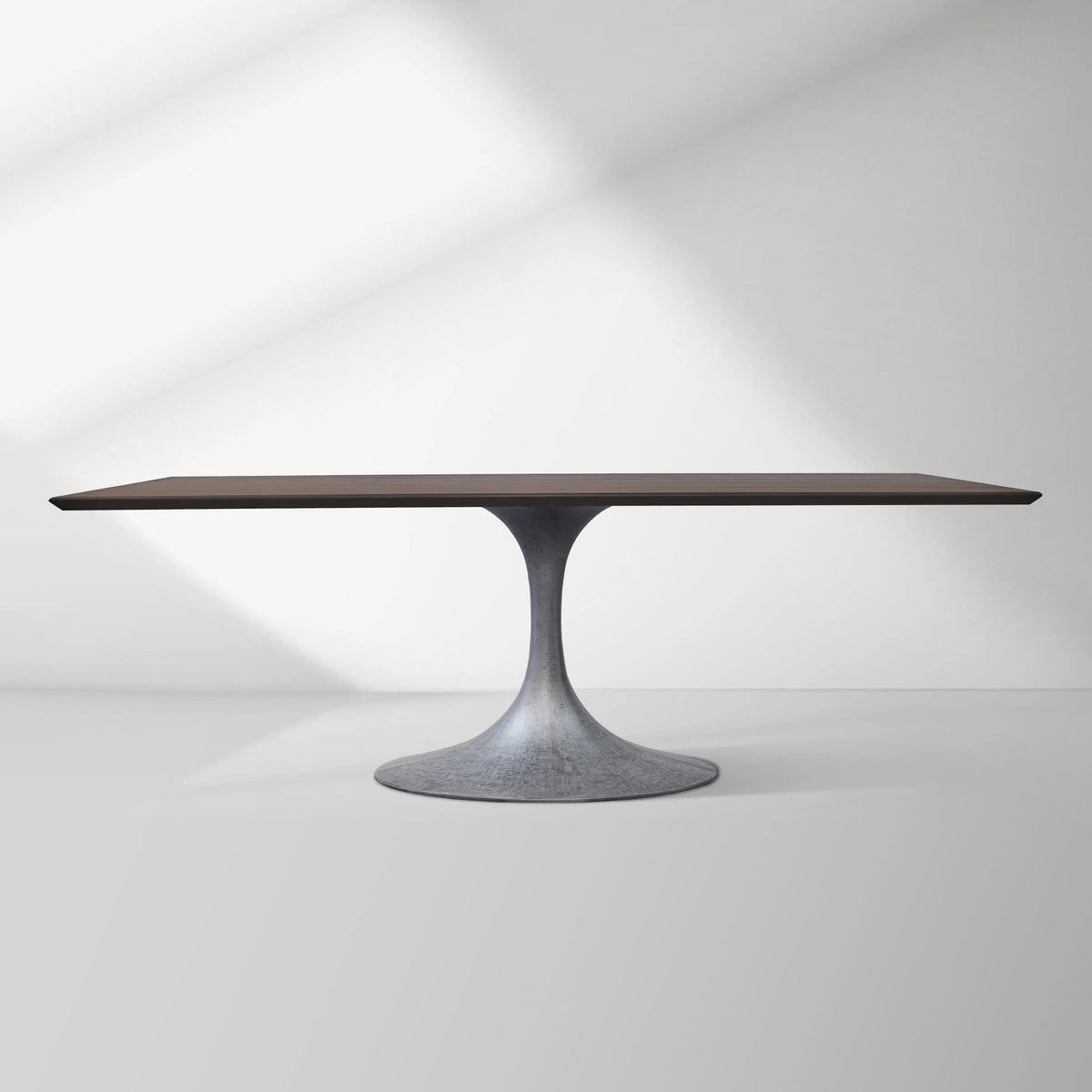 Aero Solid Wood Top Dining Table Tulip Rectangular Dining Table with Cast Steel Pedestal Base