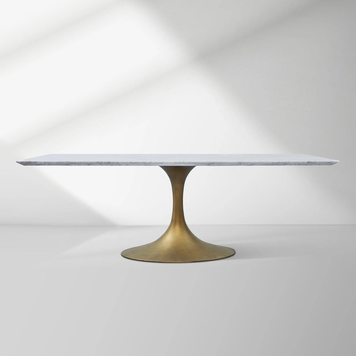 Aero Marble Stone Top Dining Table Tulip Rectangular Dining Table with Cast Steel Pedestal Base