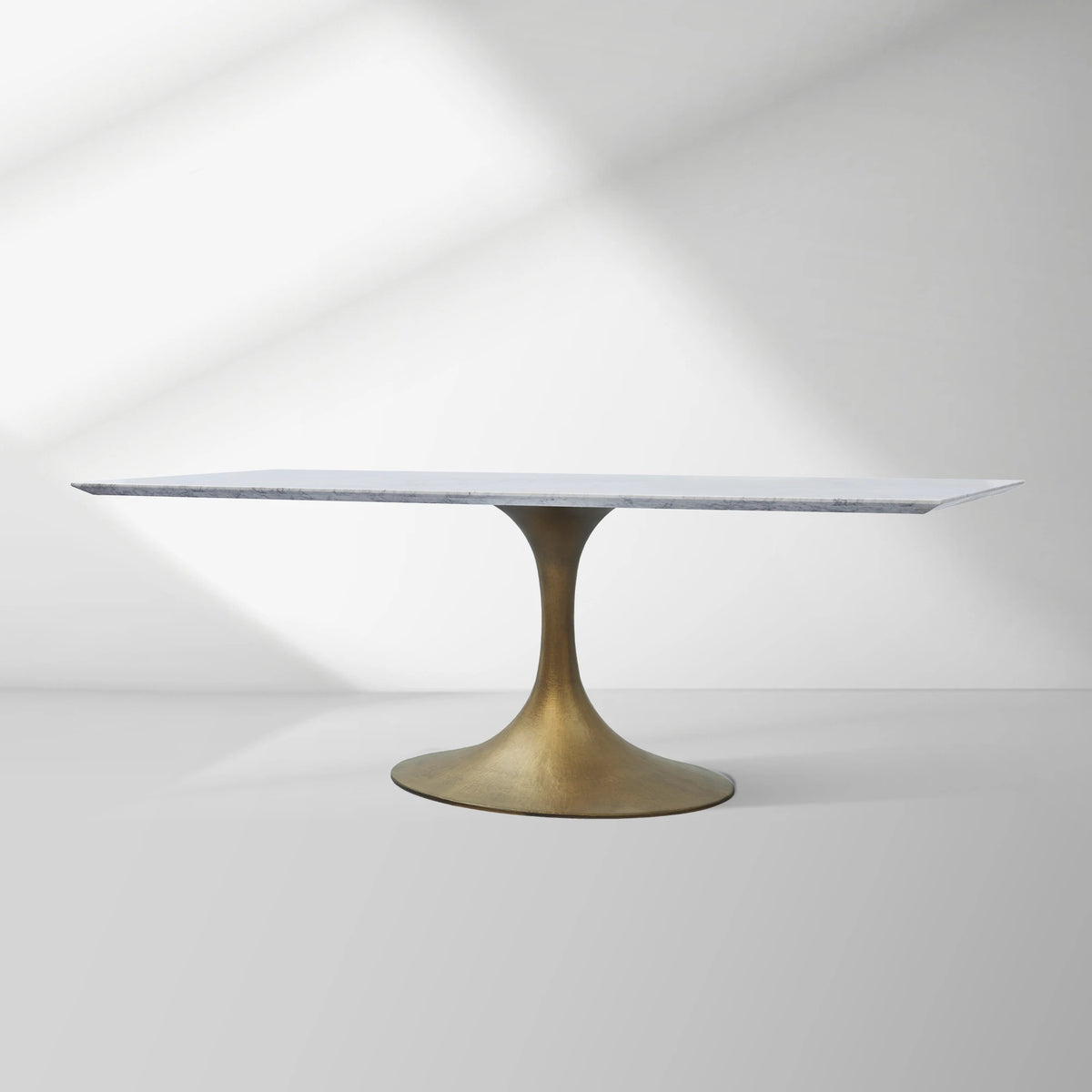 Aero Marble Stone Top Dining Table Tulip Rectangular Dining Table with Cast Steel Pedestal Base