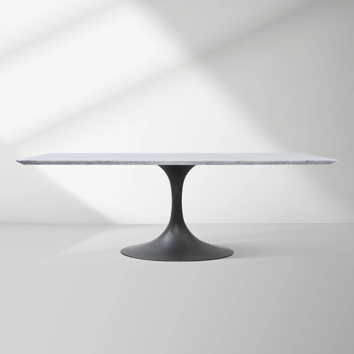 Aero Marble Stone Top Dining Table Tulip Rectangular Dining Table with Cast Steel Pedestal Base