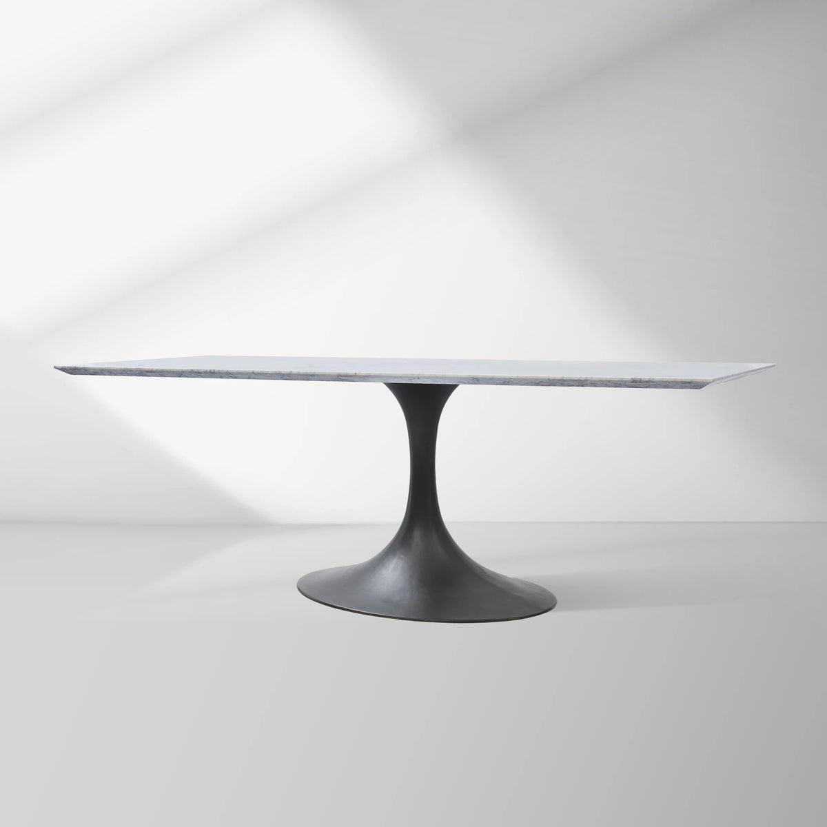 Aero Marble Stone Top Dining Table Tulip Rectangular Dining Table with Cast Steel Pedestal Base