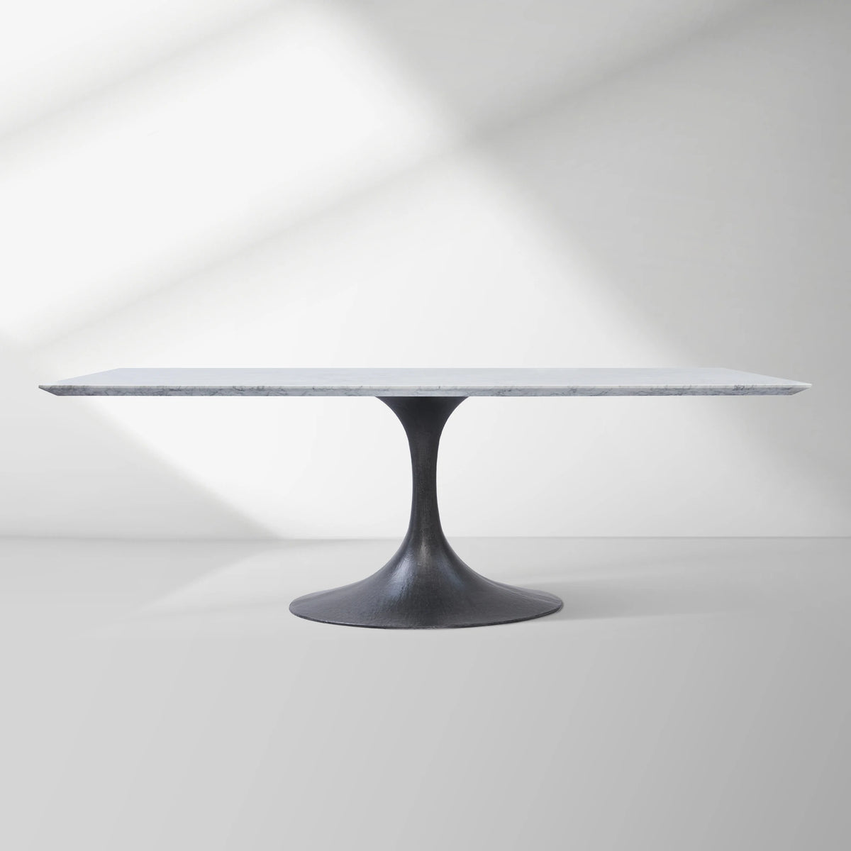 Aero Marble Stone Top Dining Table Tulip Rectangular Dining Table with Cast Steel Pedestal Base
