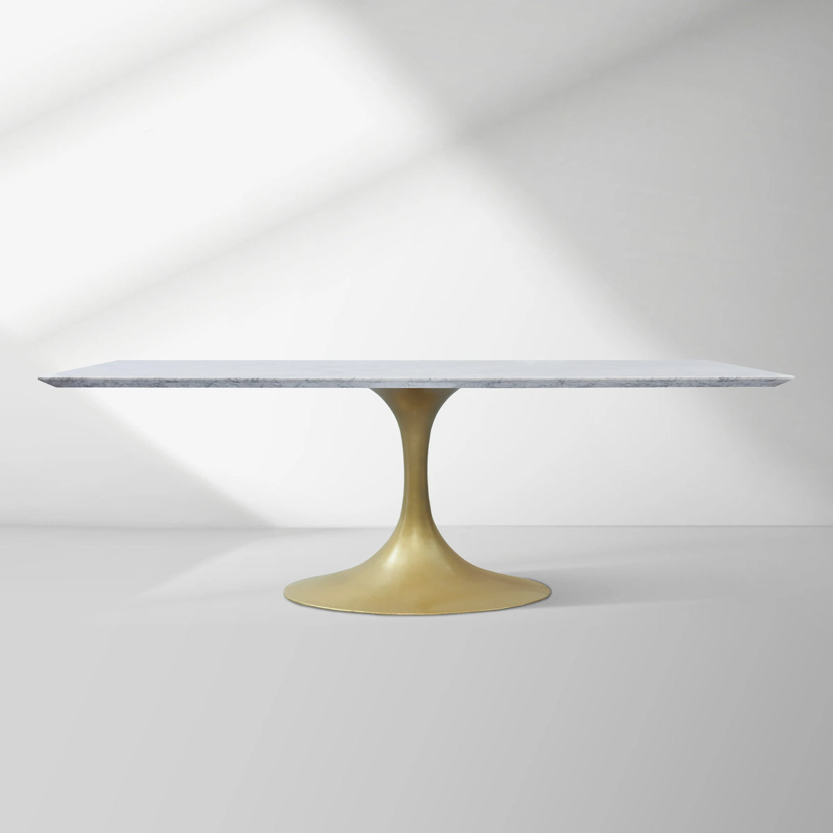 Aero Marble Stone Top Dining Table Tulip Rectangular Dining Table with Cast Steel Pedestal Base
